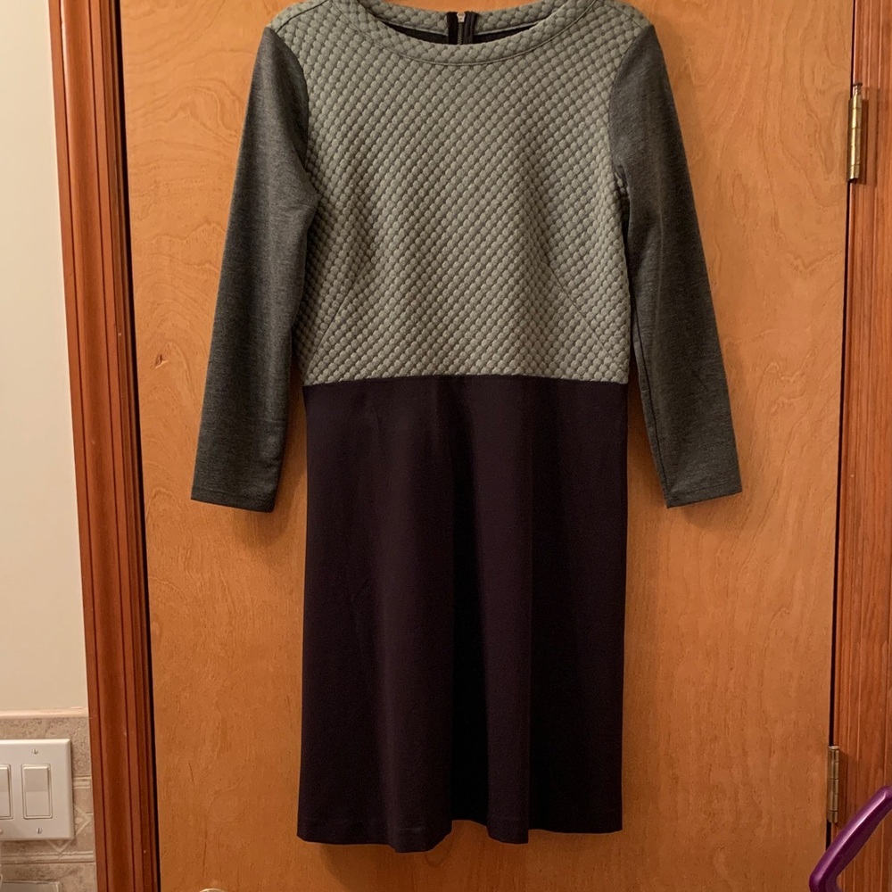 LOFT Black and Gray Textured Dress